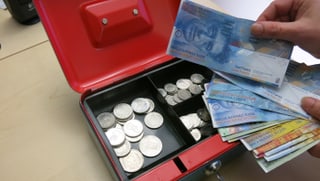 Kasse mit Geld.