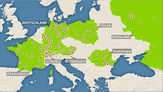 Europakarte mit den Standorten der Firma Transgourmet.