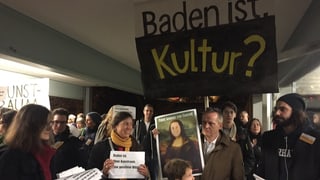 Demonstration in Baden für den Kunstraum.