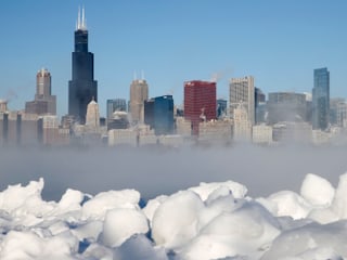 Sky-Line von Chicago im Winter