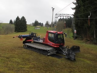 Ein Pistenbully auf der Wiese