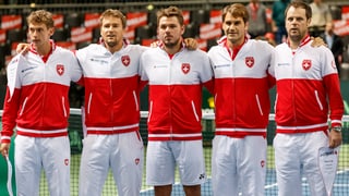 Laaksonen, Chiudinelli, Wawrinka, Federer und Captain Lüthi. 