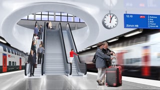 Visualisierung des unterirdischen Bahnhofs in Luzern.