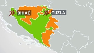 Kartenausschnitt von Bosnien-Herzegowina mit den Gebieten der Republika Srpska Kartenausschnitt von Bosnien-Herzegowina mit den Gebieten der Republika Srpska