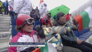Drei bulgarische Ski-Fans waren im Zielraum.