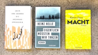 Drei Romane vor Betonhintergrund - Julia von Lucadou: Die Hochhausspringerin, Heinz Helle: Eigentlich müssten wir tanzen und Karen Duve: Macht. Drei Romane vor Betonhintergrund - Julia von Lucadou: Die Hochhausspringerin, Heinz Helle: Eigentlich müssten wir tanzen und Karen Duve: Macht.