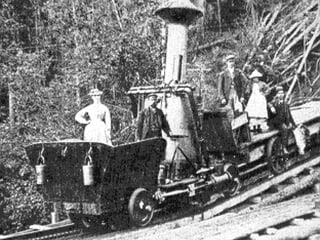 Historische Aufnahnme einer Zahnradbahn auf den Mount Washington