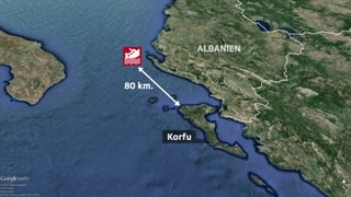 Karte mit dem Ort der Fähre. Karte mit dem Ort der Fähre.