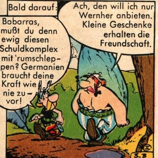 Asterix und Obelix in einer alten, deutschen Comic.