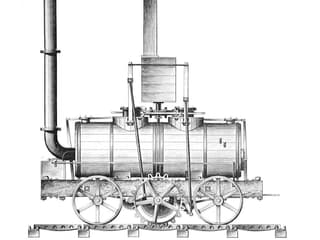 Illustration einer Dampflokomotive mit einem Zahnrad