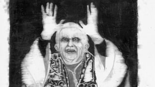eine schwar-weiss Zeichnung des Papstes eine schwar-weiss Zeichnung des Papstes