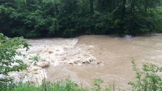 Der viele Regen führte immer wieder zu Hochwasser, so auch am 9. Juni an der Töss.