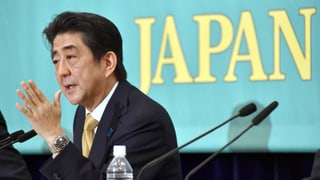 Shinzo Abe bei einer Konferenz.