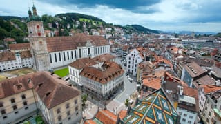 Sicht auf Stiftsbezirk St.Gallen mit Klosterkirche und Altstadt