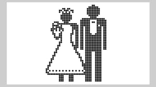 Ein Pixel-Bild eines Hochzeitpaars.