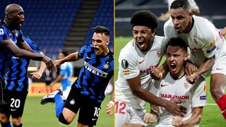 Lukaku und Martinez von Inter sowie Lucas Ocampos von Sevilla. Lukaku und Martinez von Inter sowie Lucas Ocampos von Sevilla.