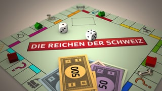 Monopolyspiel mit Schriftzug «Die Reichen der Schweiz»