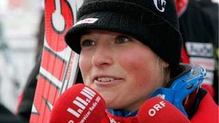 Lara Gut nach ihrem 1. Weltcup-Podestplatz 2008.