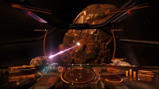 Ein Laser brennt Metallstücke aus einem Asteroiden. Ein Laser brennt Metallstücke aus einem Asteroiden.
