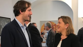 Die Urner Politikerin Heidi Z'graggen mit Parteipräsident Flavio Gisler Die Urner Politikerin Heidi Z'graggen mit Parteipräsident Flavio Gisler