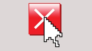 Cursor auf einem roten Botton mit weissem Kreuz.