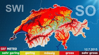 Der aktuelle Schweizer Waldbrand Index zeigt die Gefahrenzonen.