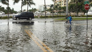 Eine überflutete Strasse in Miami.