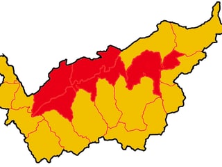 Karte Kanton Wallis mit einigen rot eingefärbten Gebieten im Norden des Kantons. Karte Kanton Wallis mit einigen rot eingefärbten Gebieten im Norden des Kantons.
