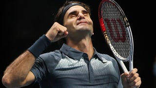 Roger Federer nach dem verwerteten Matchball gegen Juan Martin Del Potro. 
