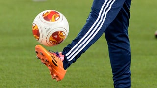 Ein Fuss mit einem Fussball Ein Fuss mit einem Fussball