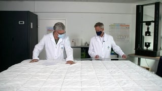 Zwei Experten untersuchen ein Duvet