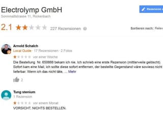 Screenshot/google Bewertung 2 Sterne