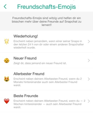 Ein Screenshot der Emoji-Einstellung in der Snapchat-App