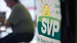 Plakat mit Aufschrift "SVP"