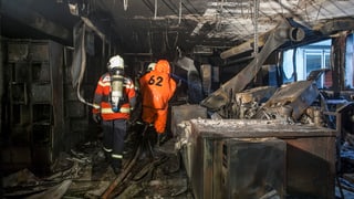 Ausgebrannter Raum in der Uhrenfabrik Eta. Ausgebrannter Raum in der Uhrenfabrik Eta.