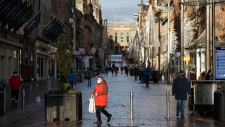 Die Buchanan Street in Glasgow am 05. Januar 2021, dem ersten Tag im Lockdown. Die Buchanan Street in Glasgow am 05. Januar 2021, dem ersten Tag im Lockdown.