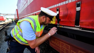 Polizist kontrolliert Zug