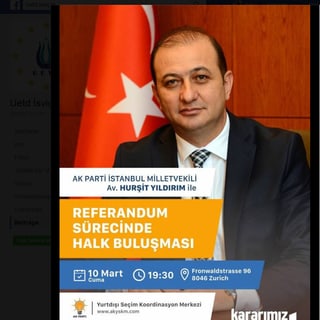 Der Flyer für die kommende türkische Wahlveranstaltung in der Schweiz findet sich auf Facebook. Der Flyer für die kommende türkische Wahlveranstaltung in der Schweiz findet sich auf Facebook.