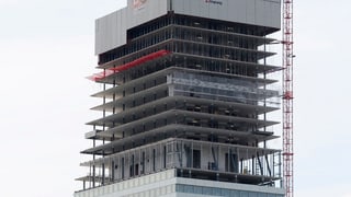 Der Roche-Turm im Bau, aufgenommen im Juli 2014.
