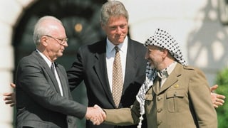 Rabin, Clinton und Arafat 1993.