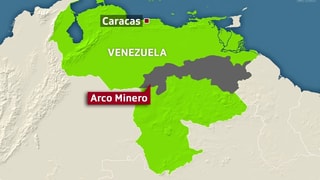 Karte des Gebiets in Venezuela, welches reiche Goldreserven besitzt.