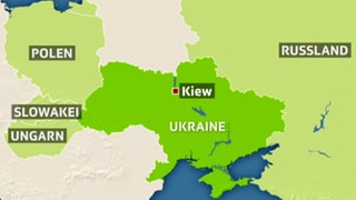 Karte der Ukraine mit den Nachbarstaaten. 