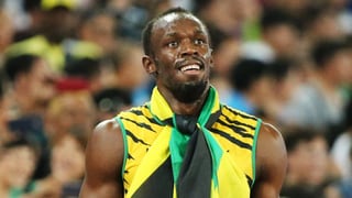 Porträt von Usain Bolt im Stadion.