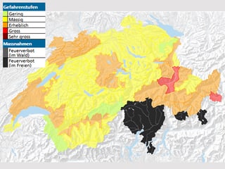 Karte zeigt die Waldbrandgefahr in den einzelnen Kantonen