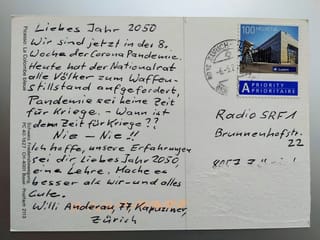 Postkarte von Willi Anderau (77), Kapuziner aus Zürich.