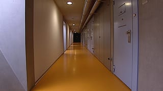 Stacheldraht und im Hintergrund ein vergittertes Gefängnisfenster. Stacheldraht und im Hintergrund ein vergittertes Gefängnisfenster.
