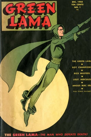 Cover des Comics: Superheld mit grünem Anzug und Cape.