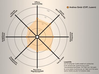 Das politische Profil von Andrea Gmür schematisch dargestellt.