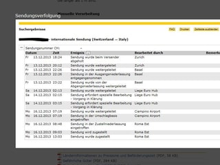 Sendungsverfolgung mit den Stationen.