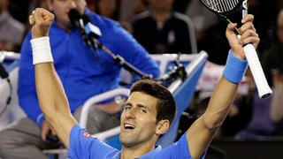 Djokovic streckt nach dem verwerteten Matchball beide Hände in die Höhe.